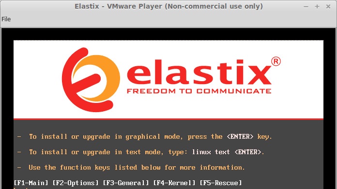 Instalador bootable de Elastix con el logo icónico — Freedom to Communicate